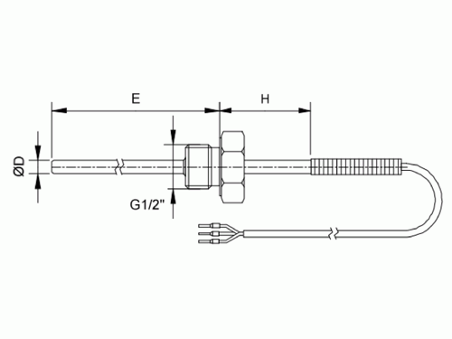 Screw-in temperature probe with cable (ET211)